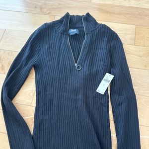 Black Zip turtleneck sweater (Anthropologie) size S Tags attached